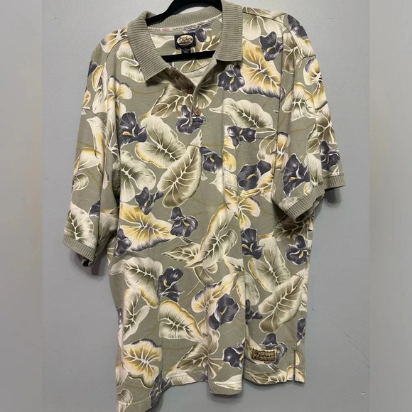 Tommy Bahama Floral Polo Shirt 100% Cotton Short Sleeve Collared XL - Picture 1 of 3